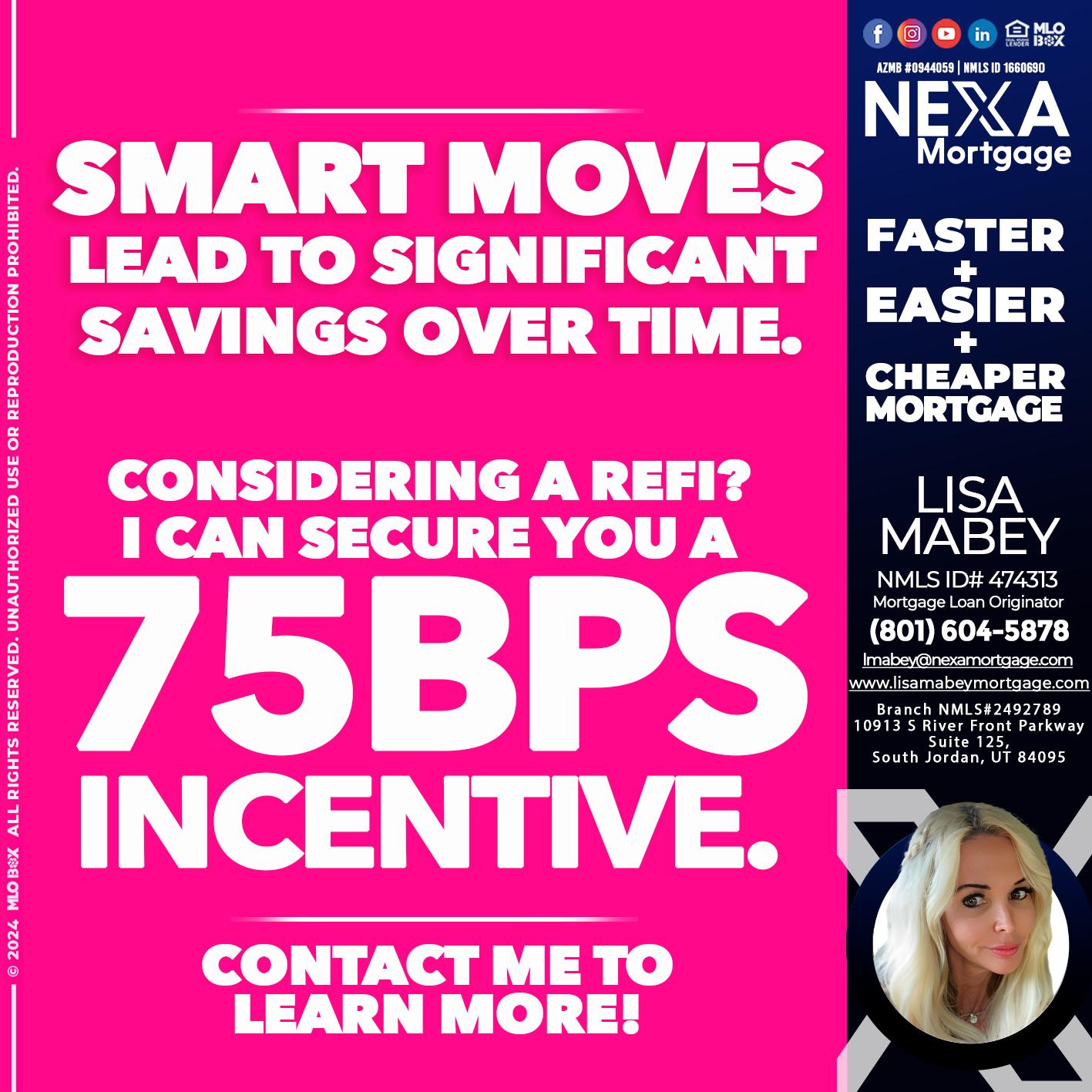 75 BPS - Lisa Mabey -Mortgage Loan Originator