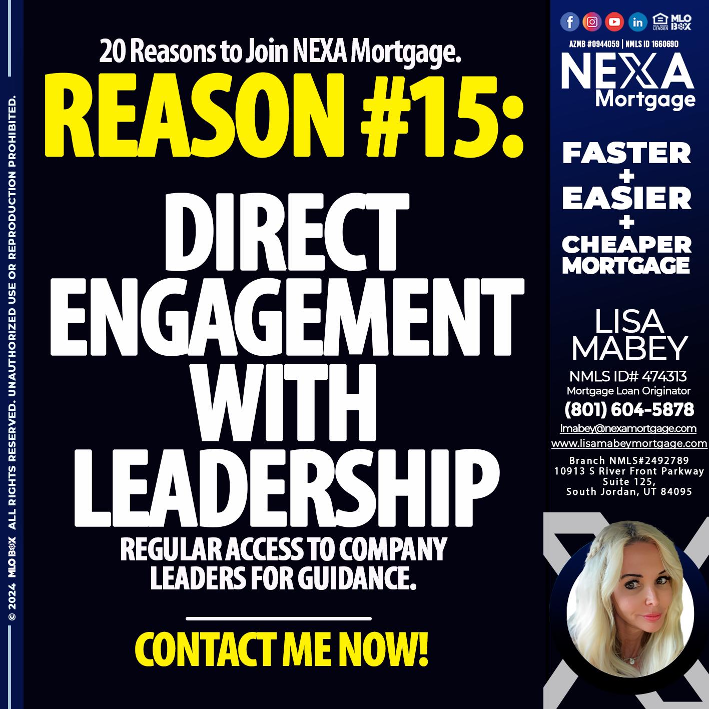 REASON 15 - Lisa Mabey -Mortgage Loan Originator