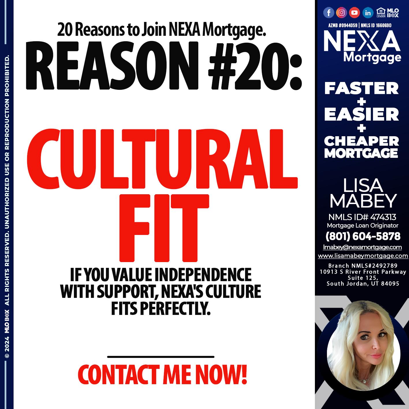 REASON 20 - Lisa Mabey -Mortgage Loan Originator
