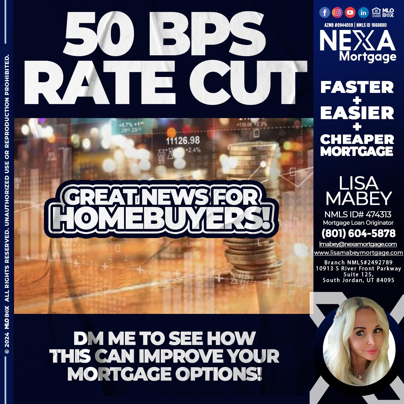 50 BPS RATES - Lisa Mabey -Mortgage Loan Originator