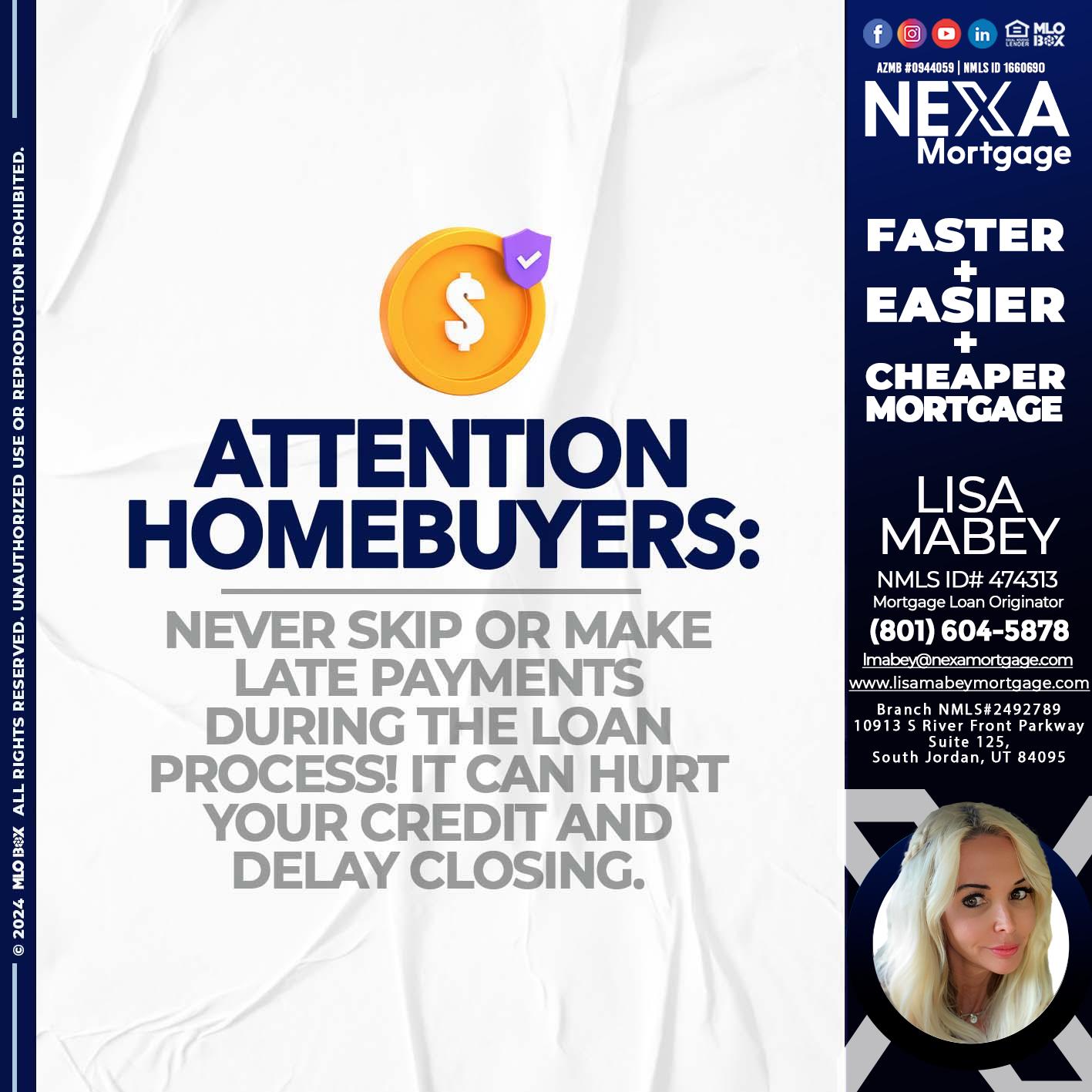 attention - Lisa Mabey -Mortgage Loan Originator