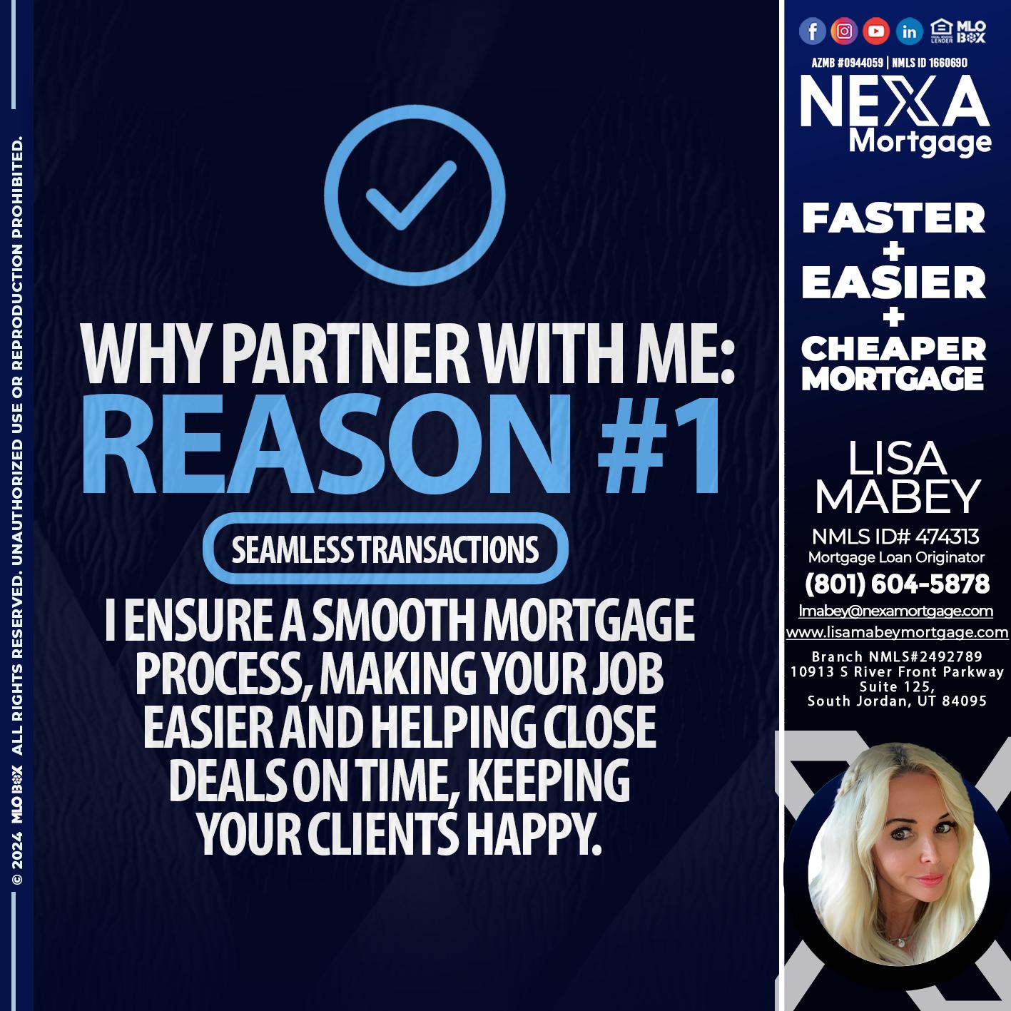 REASON 1 - Lisa Mabey -Mortgage Loan Originator