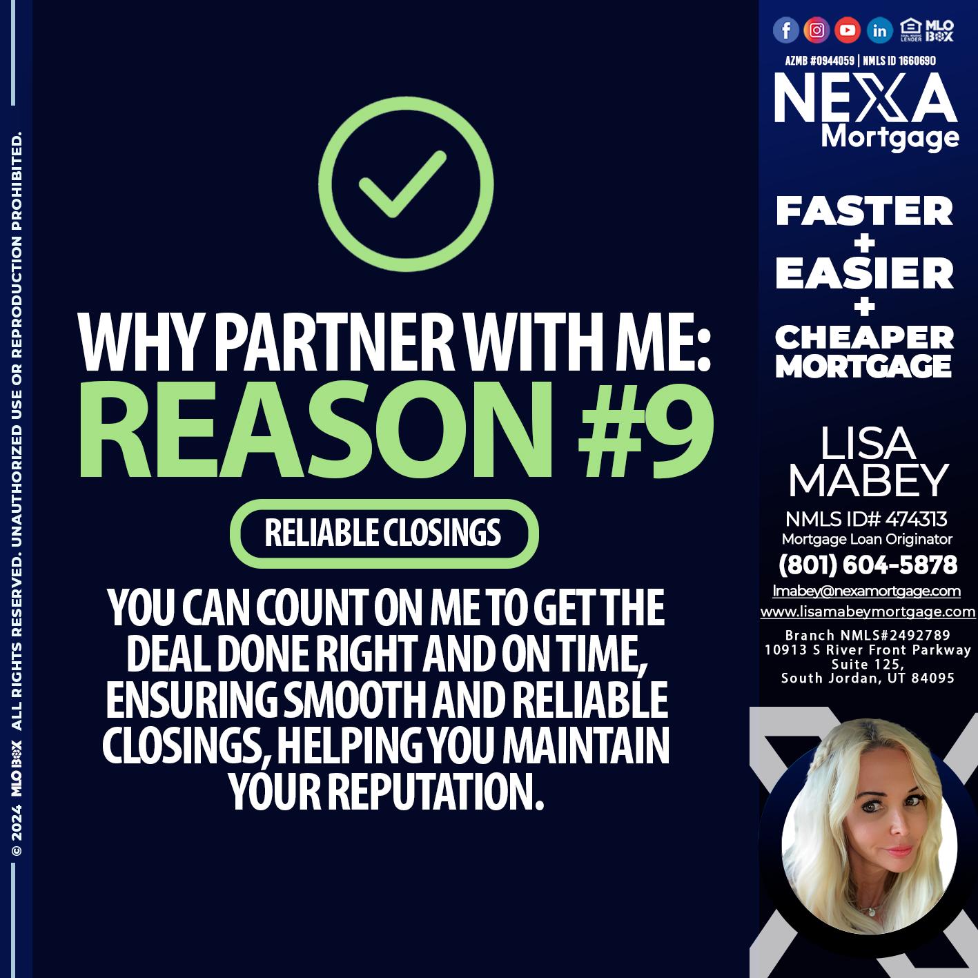 REASON 9 - Lisa Mabey -Mortgage Loan Originator