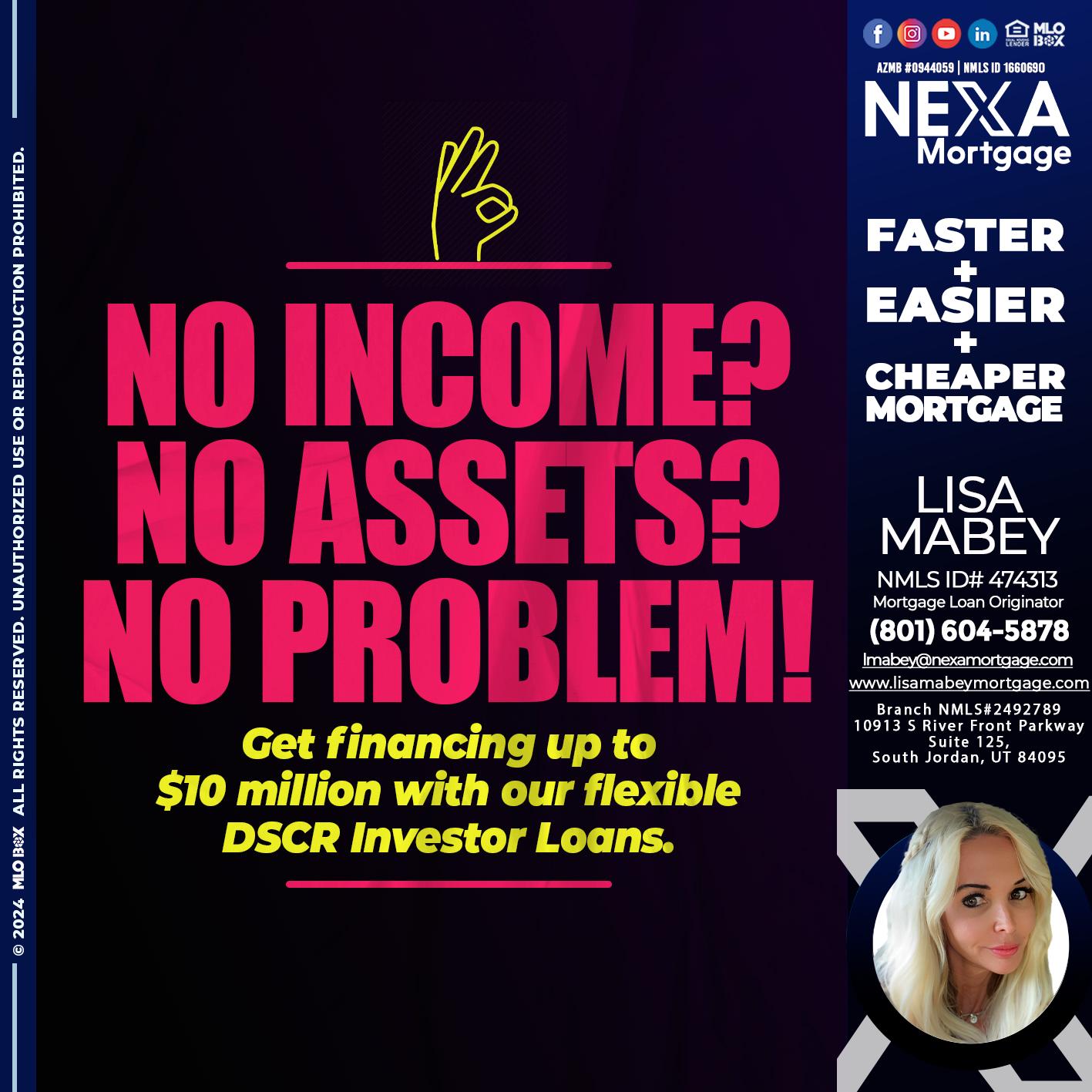 NO INCOME? - Lisa Mabey -Mortgage Loan Originator