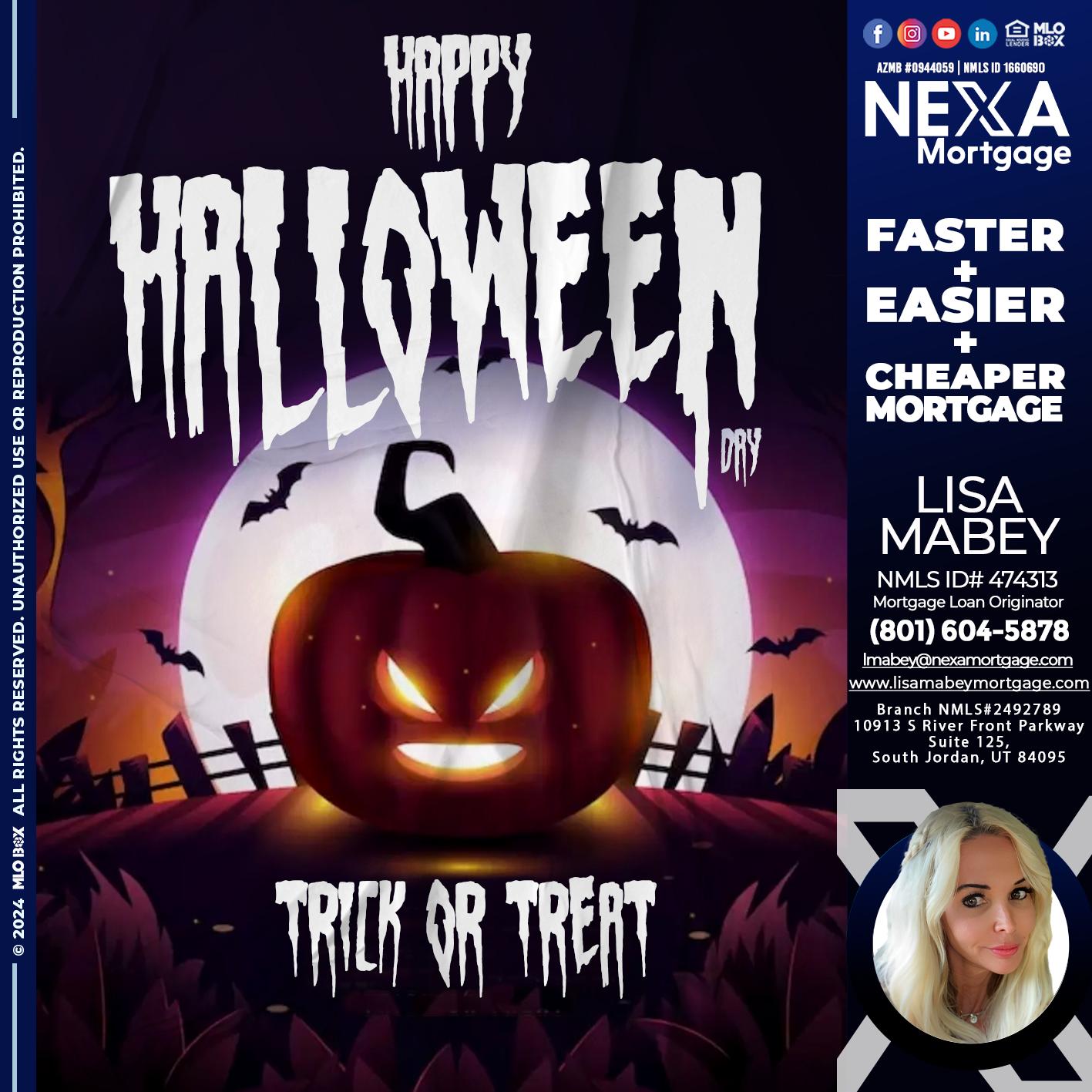 HAPPY HALLOWEEN DAY - Lisa Mabey -Mortgage Loan Originator
