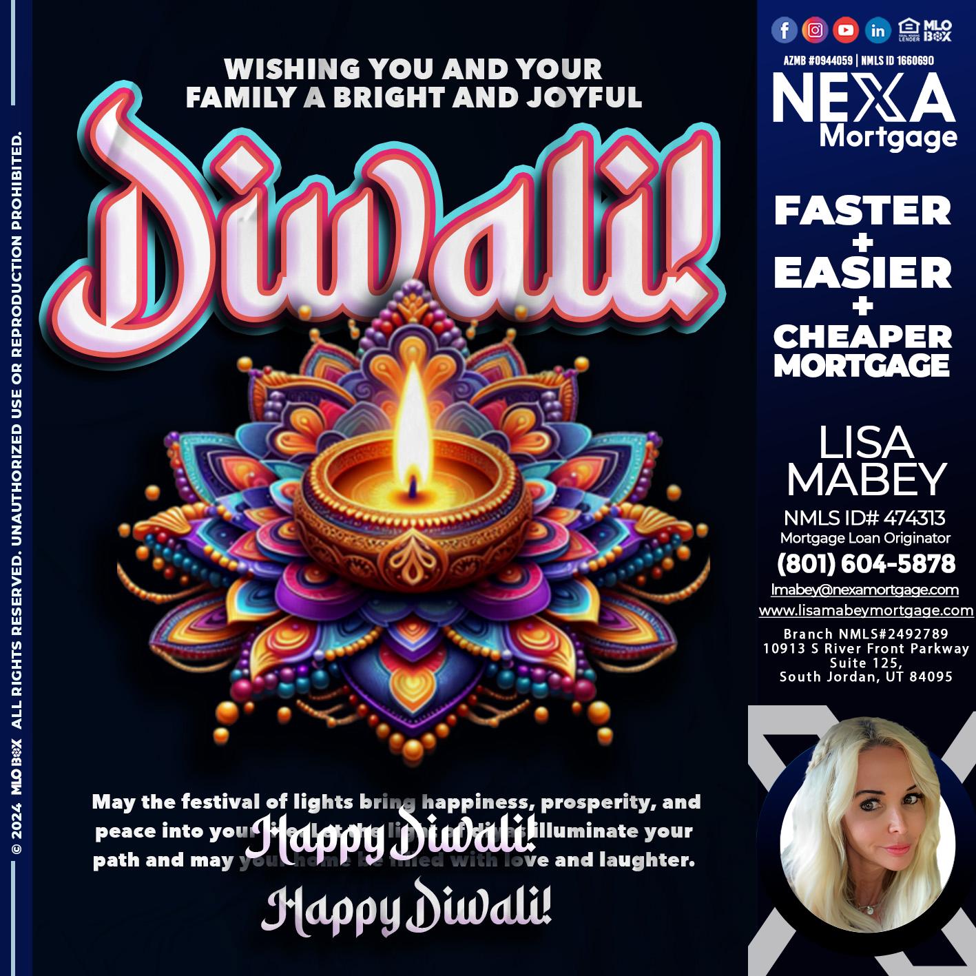 HAPPY DIWALI - Lisa Mabey -Mortgage Loan Originator