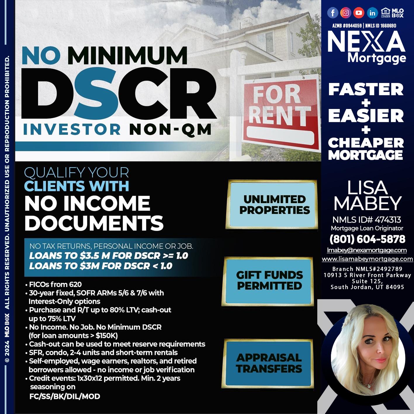 DSCR - Lisa Mabey -Mortgage Loan Originator