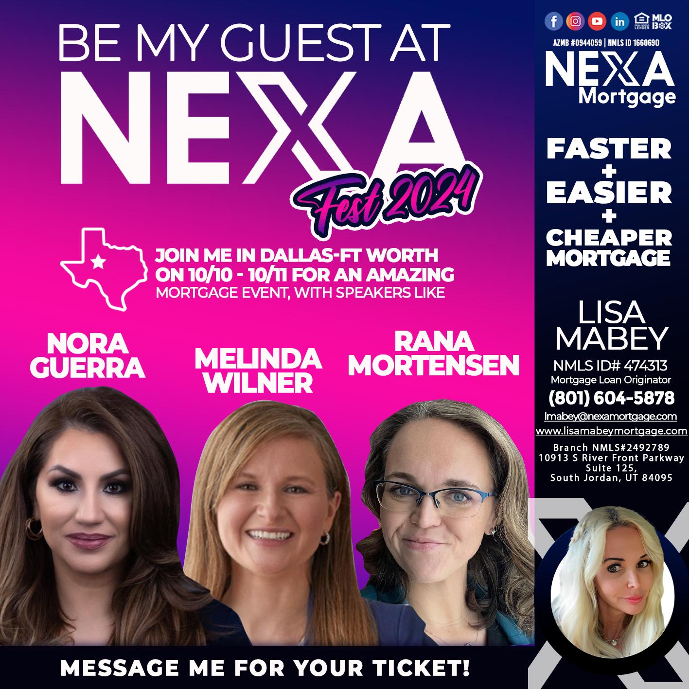 BE MY GUEST - Lisa Mabey -Mortgage Loan Originator