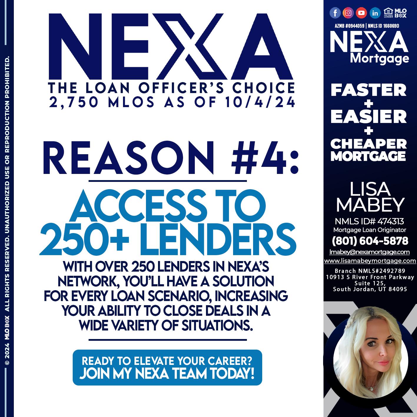 the loan officer choice reason 4 - Lisa Mabey -Mortgage Loan Originator