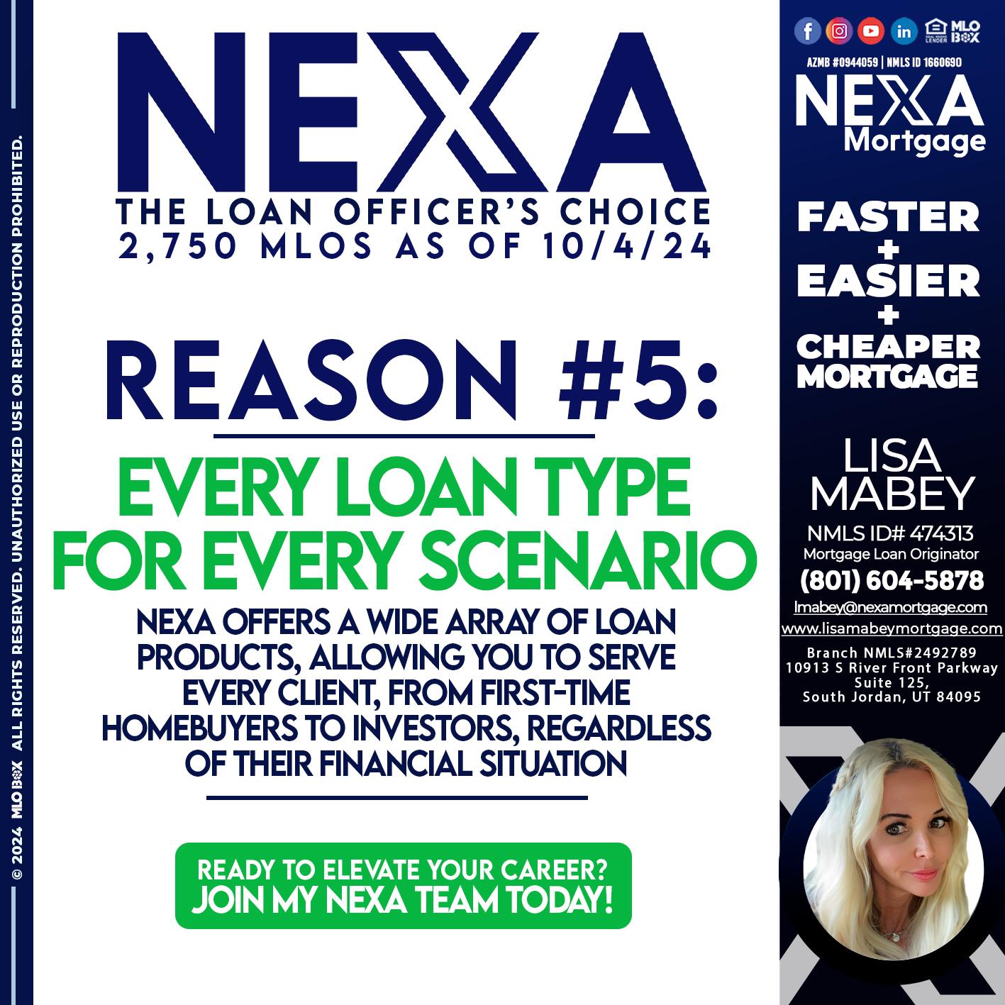 THE LOAN OFFICER´S CHOICE REASON 5 - Lisa Mabey -Mortgage Loan Originator