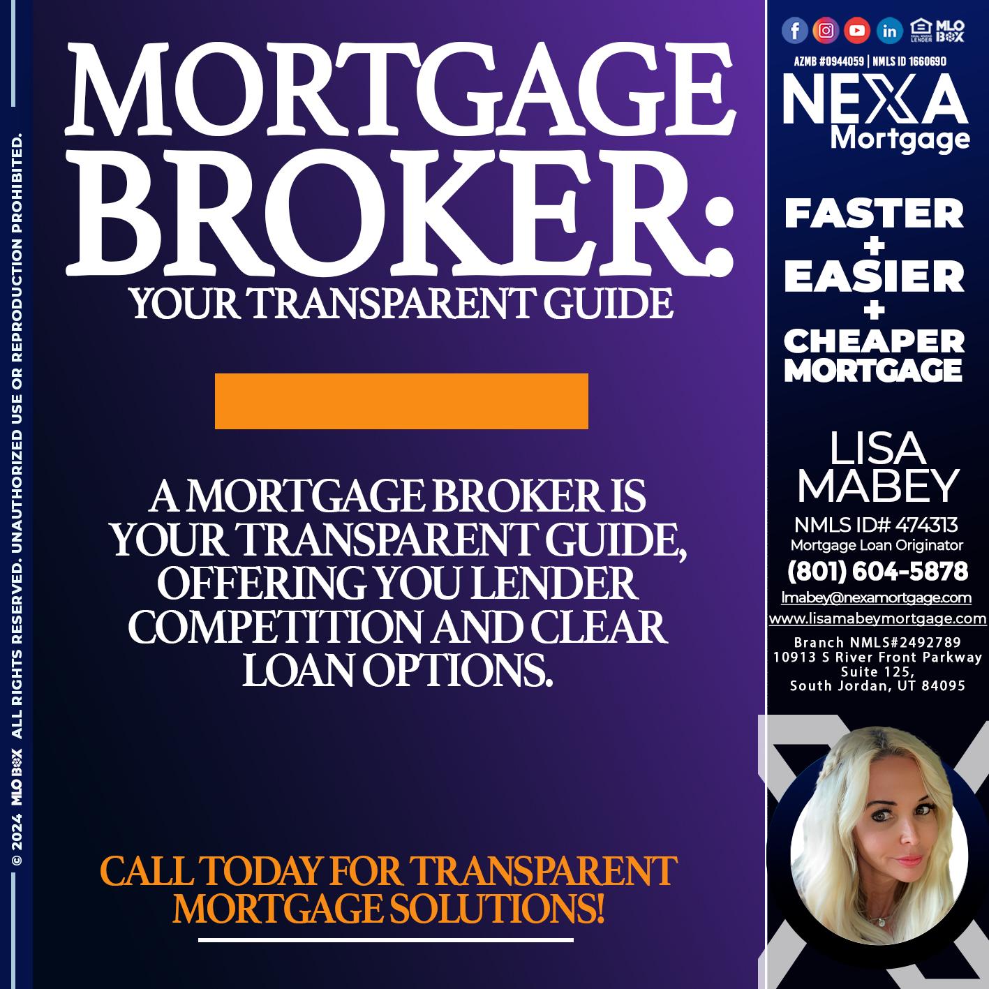 MORTGAGE BROKER GUIDE - Lisa Mabey -Mortgage Loan Originator