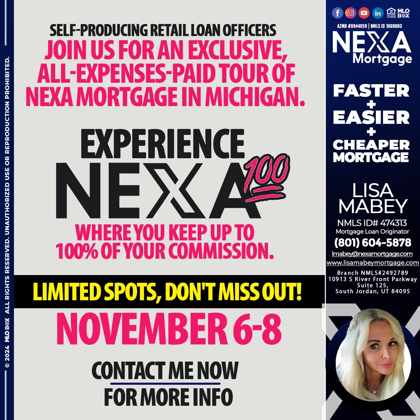 NEXA 100 NOVEMBER 6-8 - Lisa Mabey -Mortgage Loan Originator