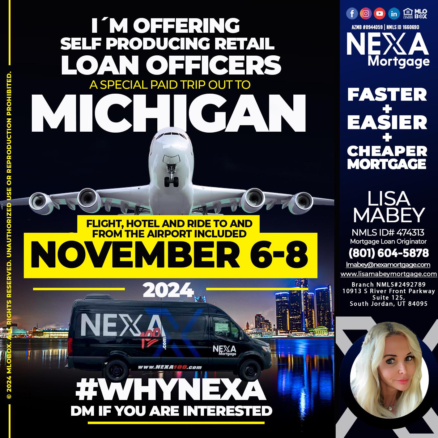 November 6-8 Michigan trip - Lisa Mabey -Mortgage Loan Originator