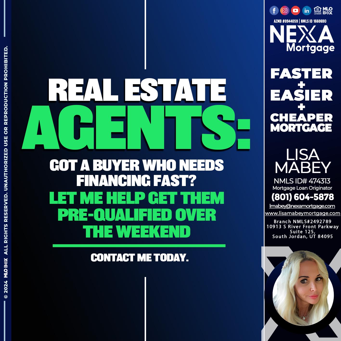 REAL ESTATE AGENTS - Lisa Mabey -Mortgage Loan Originator