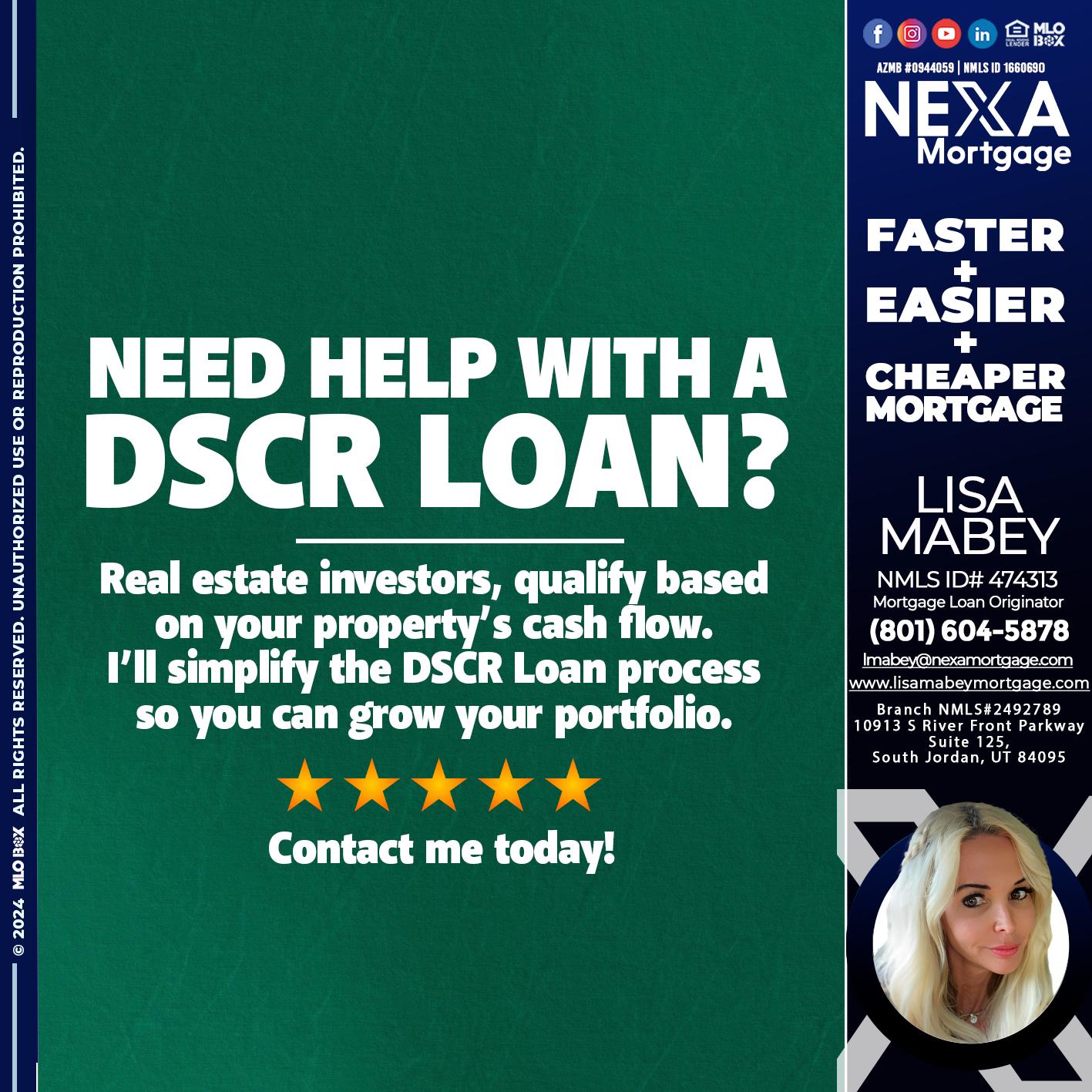 NEED HELP WITH - Lisa Mabey -Mortgage Loan Originator