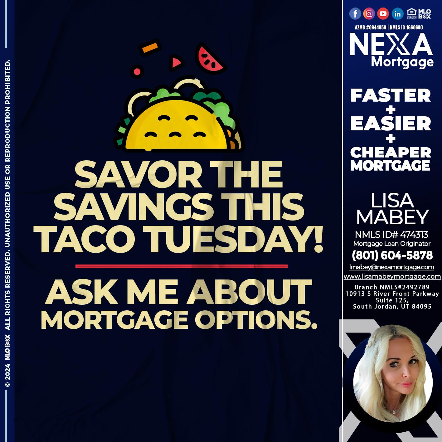 SAVOR THE SAVINGS - Lisa Mabey -Mortgage Loan Originator
