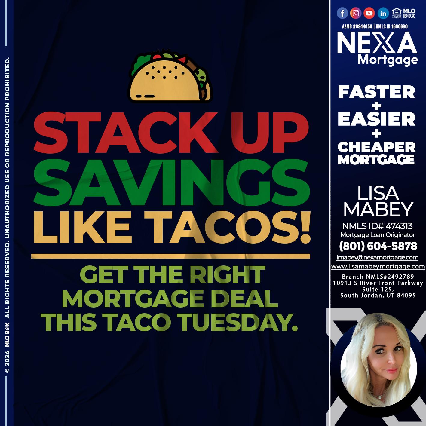 STACK UP SAVINGS - Lisa Mabey -Mortgage Loan Originator