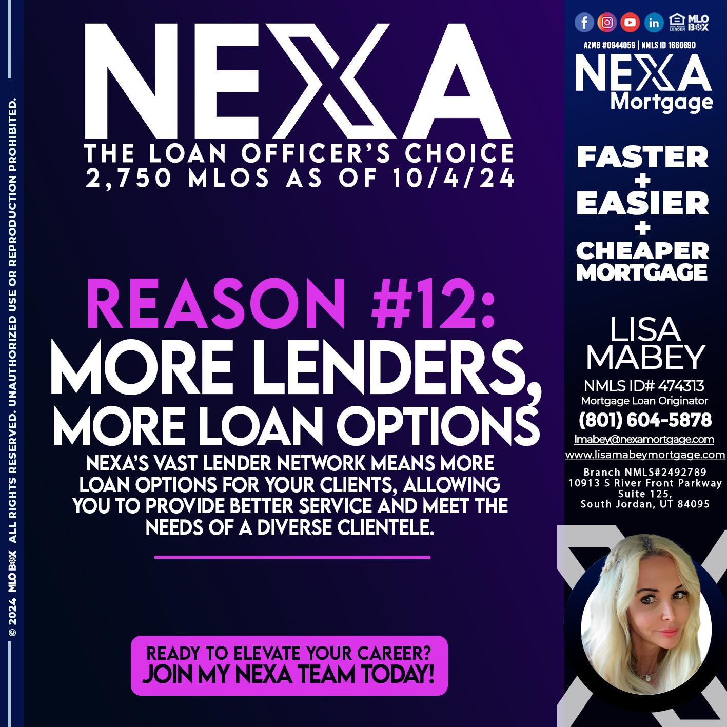 REASON 12 CHOICE - Lisa Mabey -Mortgage Loan Originator