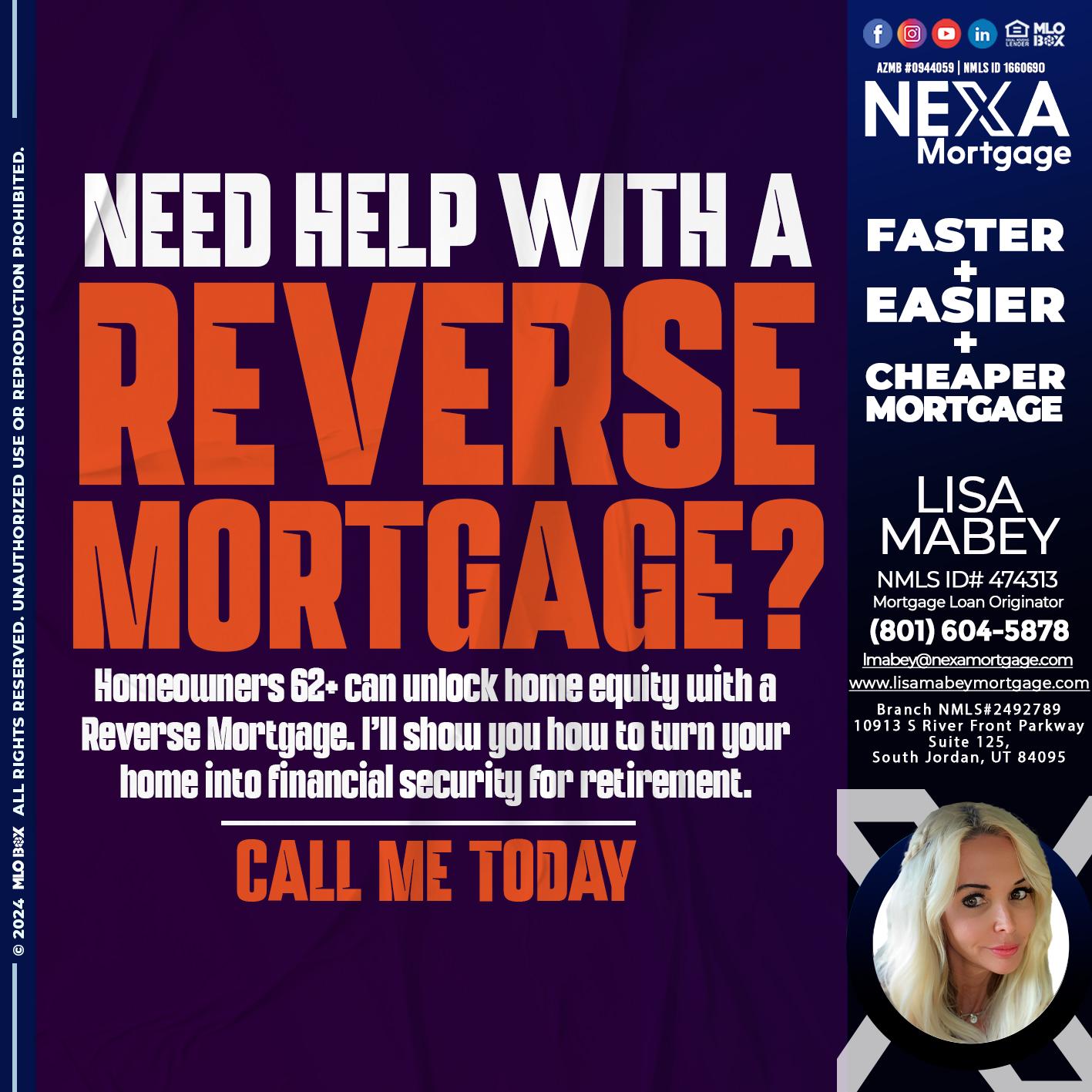 reverse mortgage - Lisa Mabey -Mortgage Loan Originator
