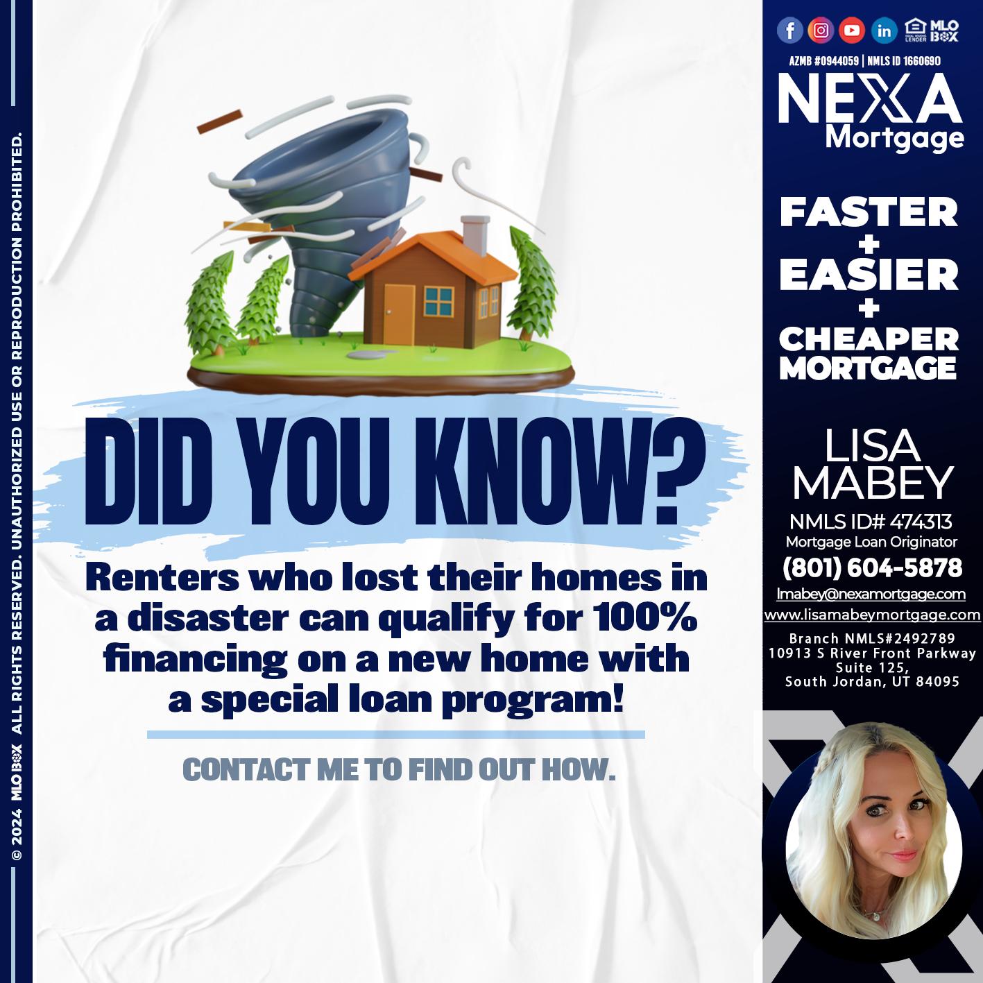 did you know? - Lisa Mabey -Mortgage Loan Originator