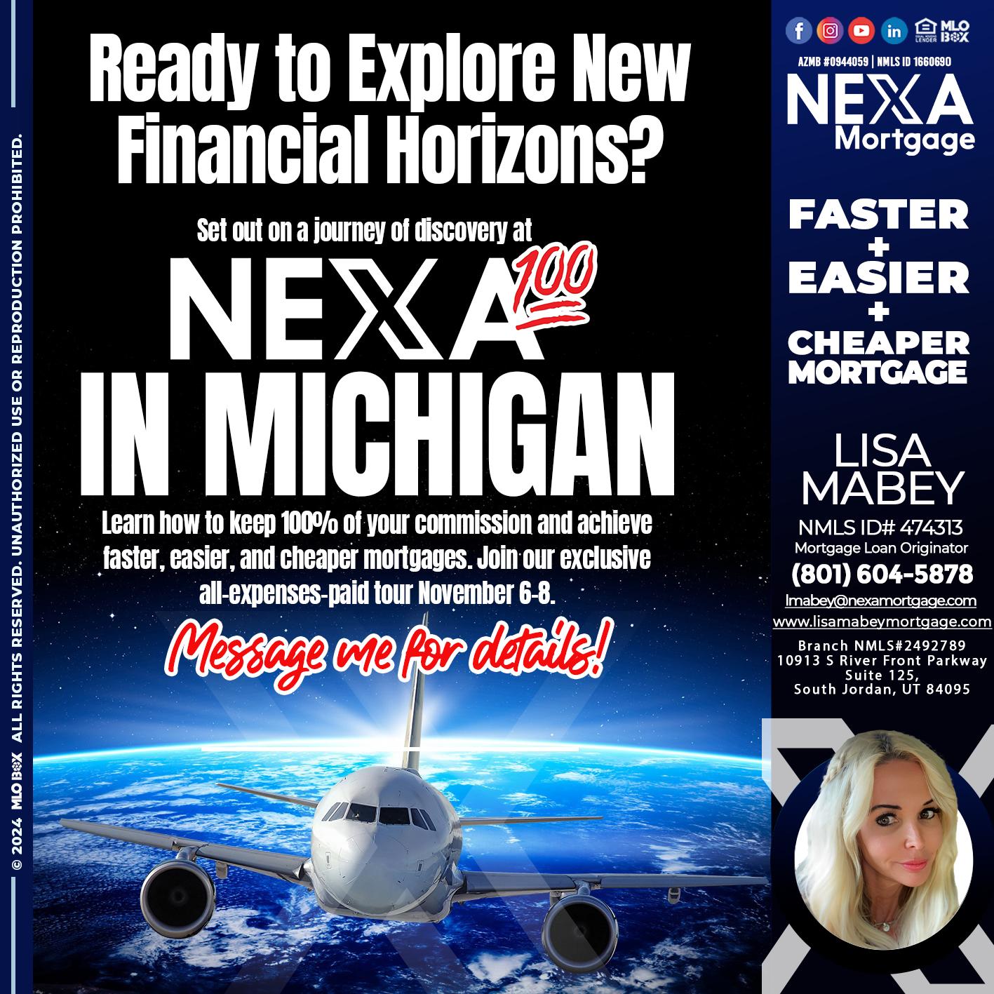 MICHIGAN TRIP NEXA 100 - Lisa Mabey -Mortgage Loan Originator