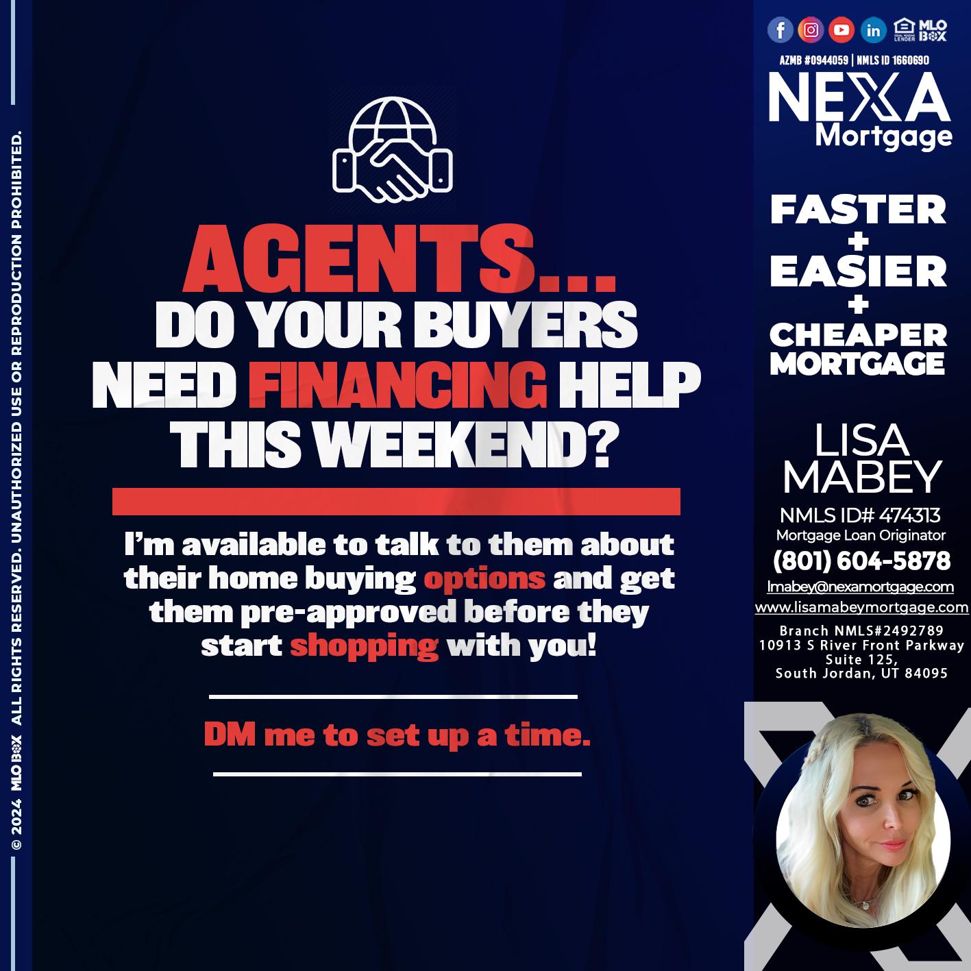 AGENTS NEED HELP? - Lisa Mabey -Mortgage Loan Originator