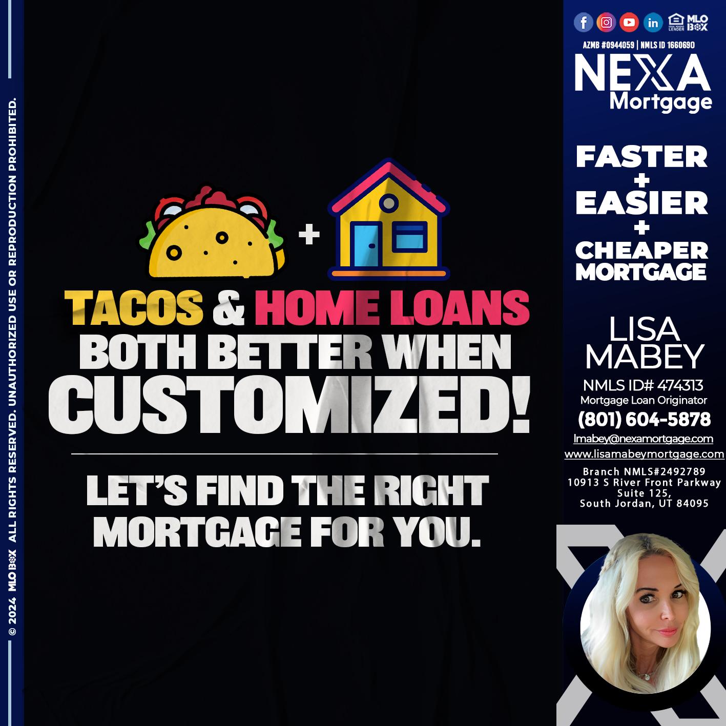 TACOS & HOME LOANS - Lisa Mabey -Mortgage Loan Originator