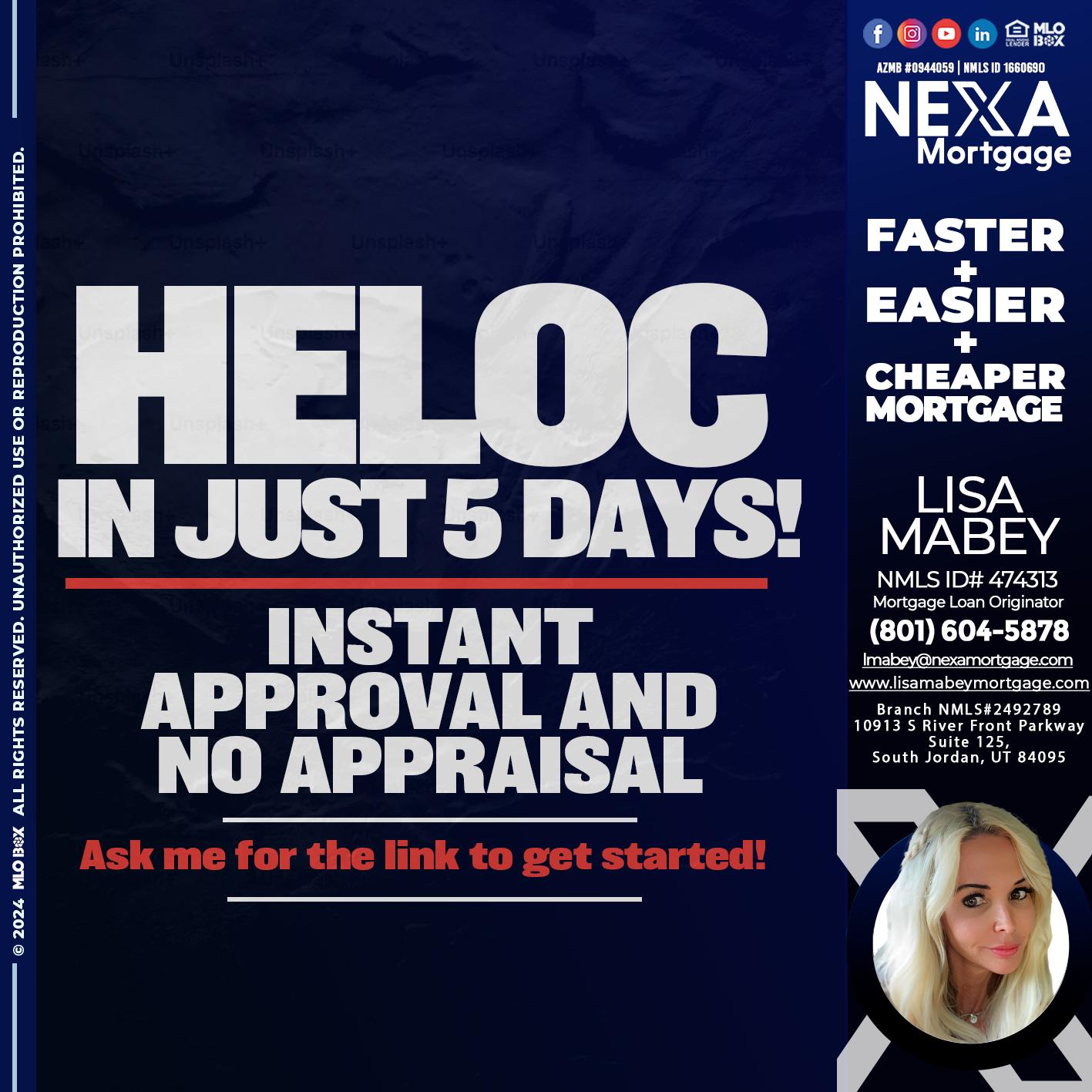 HELOC IN JUST 5 DAYS - Lisa Mabey -Mortgage Loan Originator