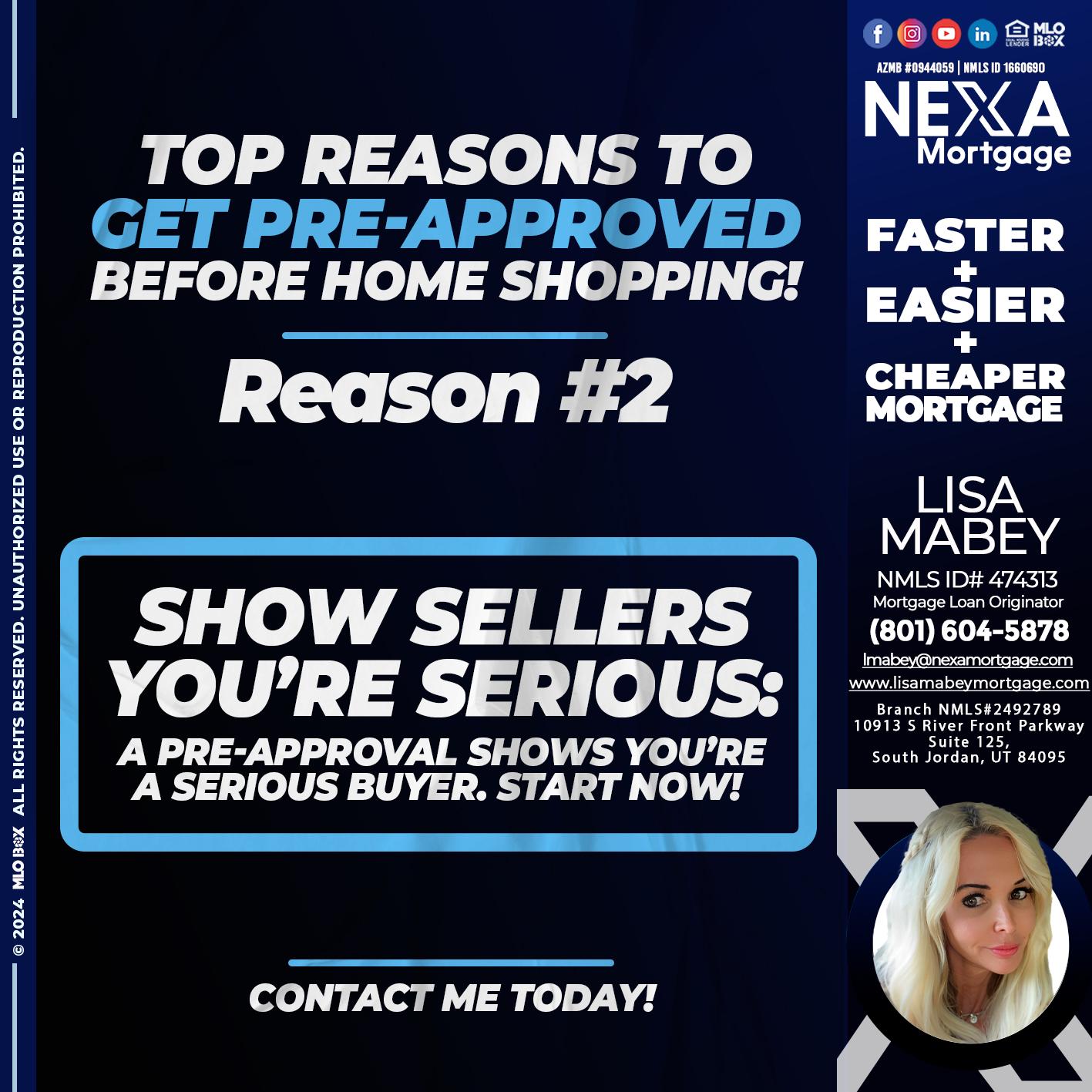 REASON 2 - Lisa Mabey -Mortgage Loan Originator
