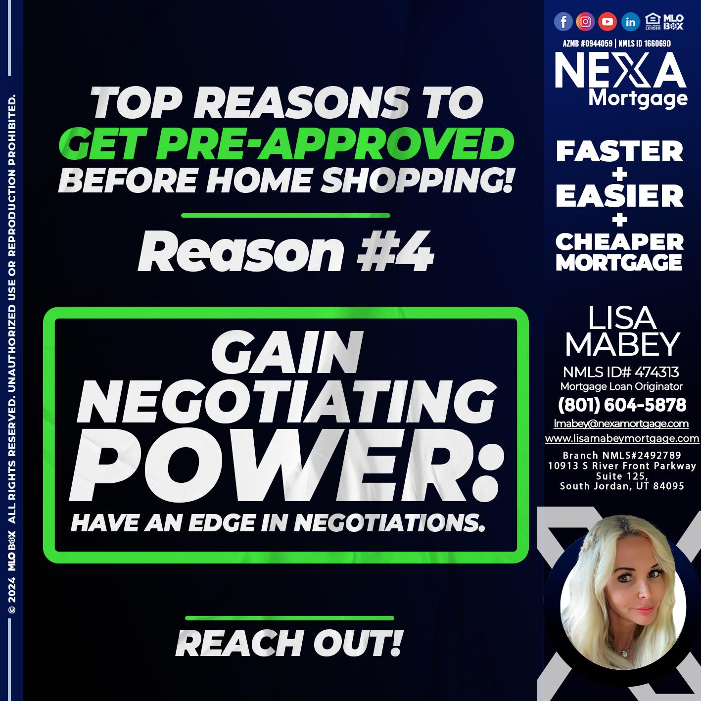 REASON 4 - Lisa Mabey -Mortgage Loan Originator