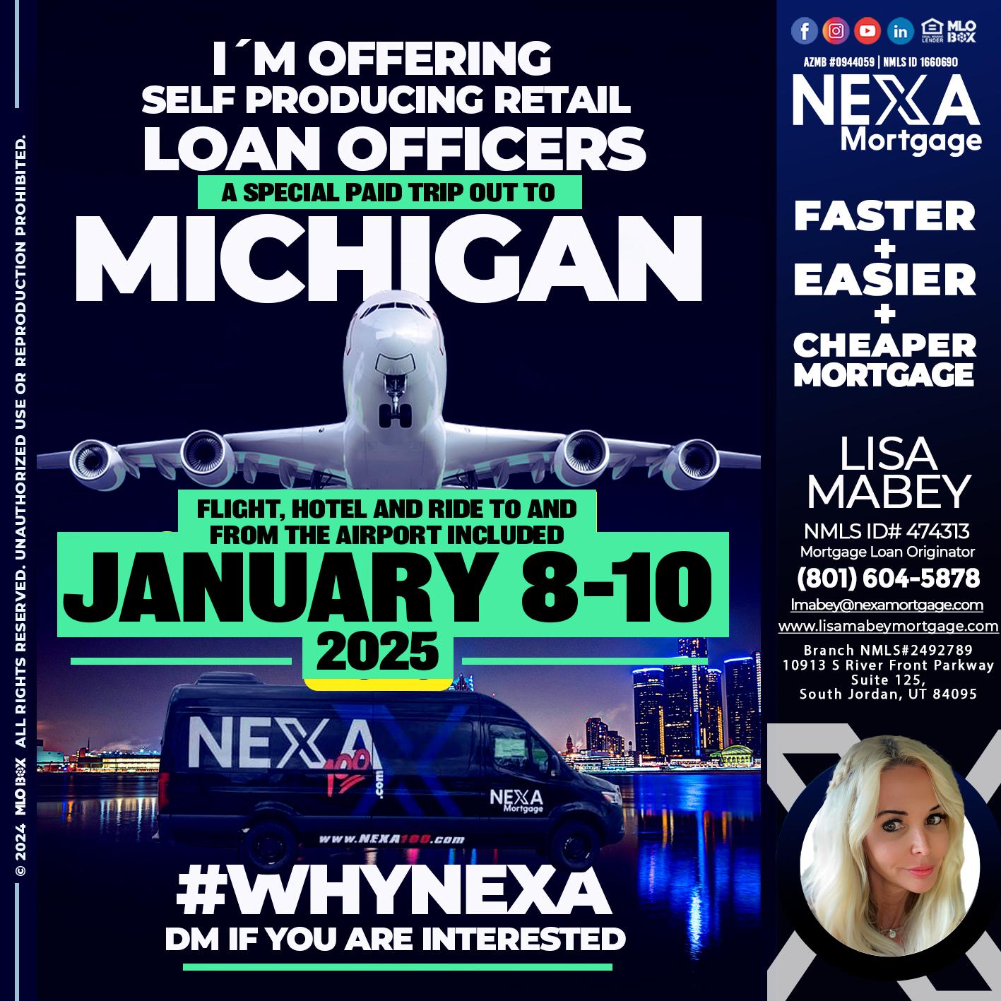 MICHIGAN TRIP 8-10 JAN 2025 - Lisa Mabey -Mortgage Loan Originator