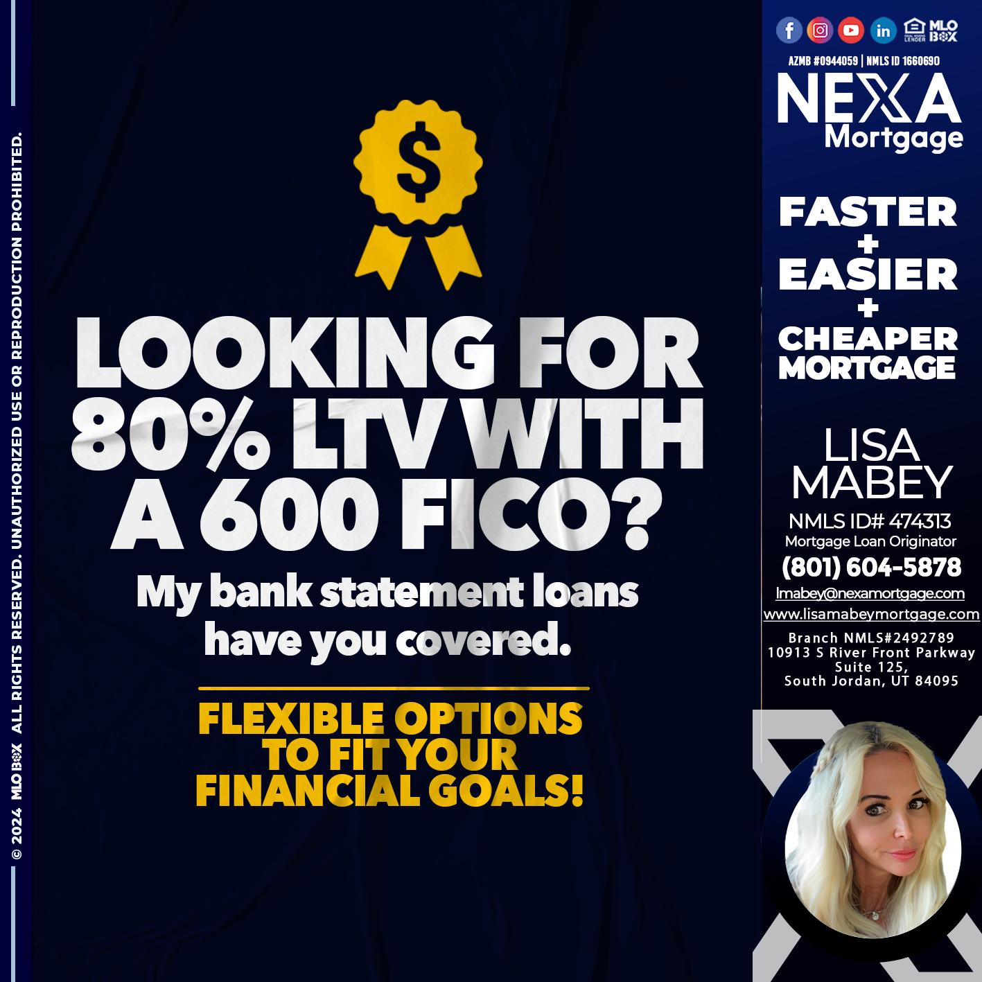 LOOKING 80% - Lisa Mabey -Mortgage Loan Originator