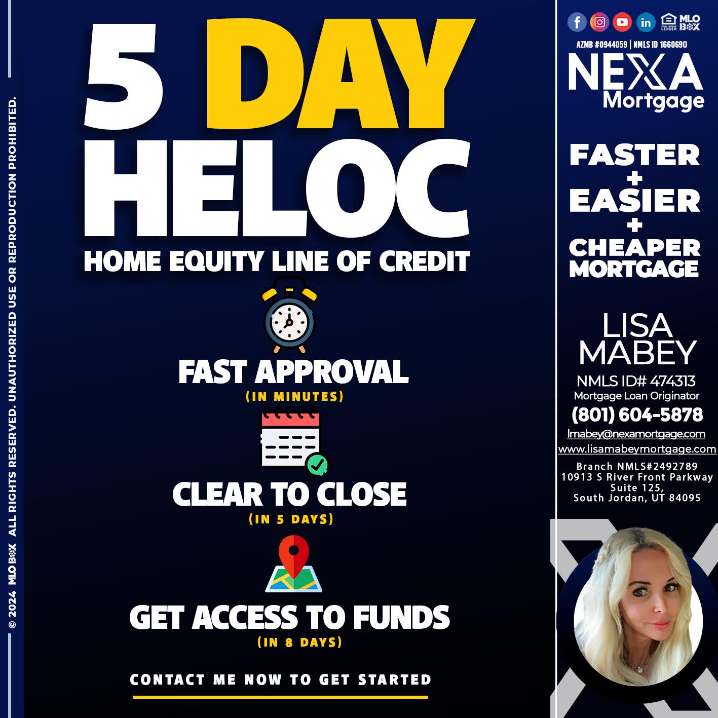 5 DAY HELOC - Lisa Mabey -Mortgage Loan Originator