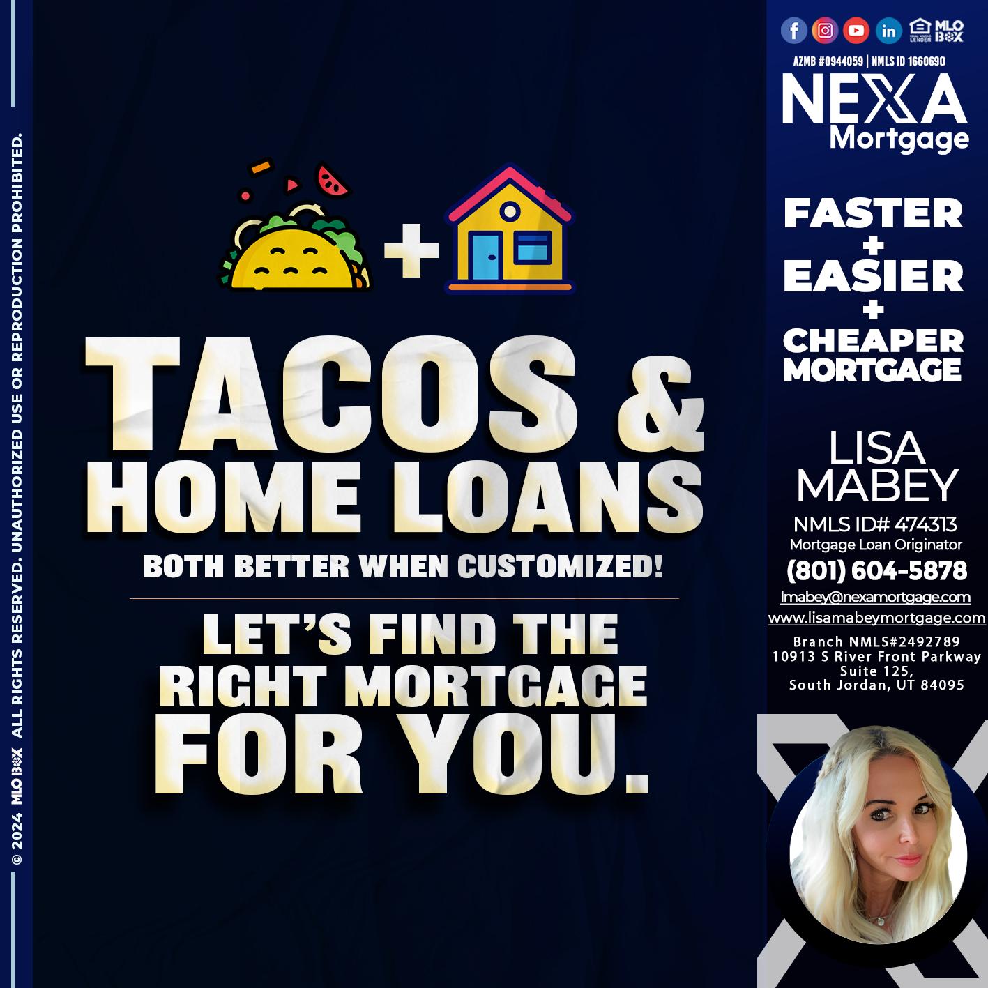 TACOS & LOANS - Lisa Mabey -Mortgage Loan Originator